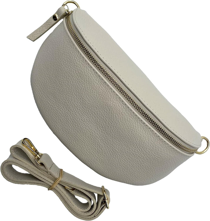Bauchtasche mit breitem Wechselgurt Damen Gold, Leder Crossbody Bag mit breitem Gurt, Gürteltasche,