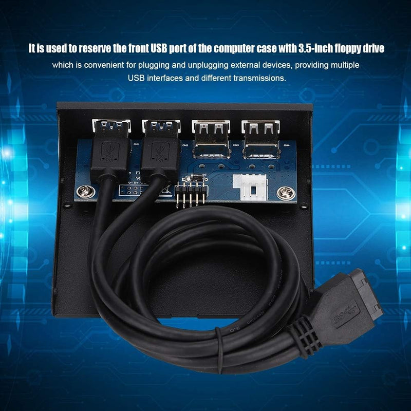 ASHATA 2-Port USB3.0 + 2-Port USB2.0 3,5-Zoll-Frontblende USB-Hub-Erweiterungsdiskettenlaufwerk Fron