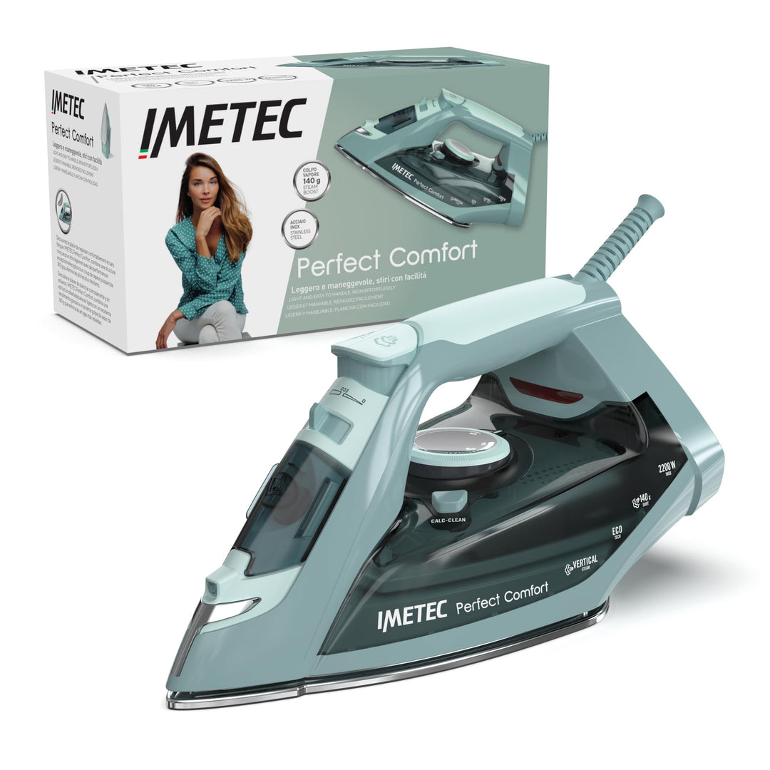 Imetec Perfect Comfort, Dampfbügeleisen, leicht, handlich, Kalkschutz, Dampfstoss 140 g, Edelstahlso