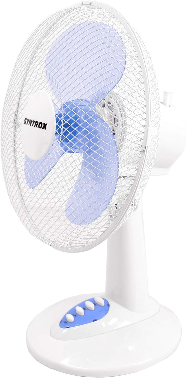 Syntrox Germany TVT-33W-WB 12" 35 cm Tischventilator mit 3 Geschwindigkeiten, Oszillation Windmaschi