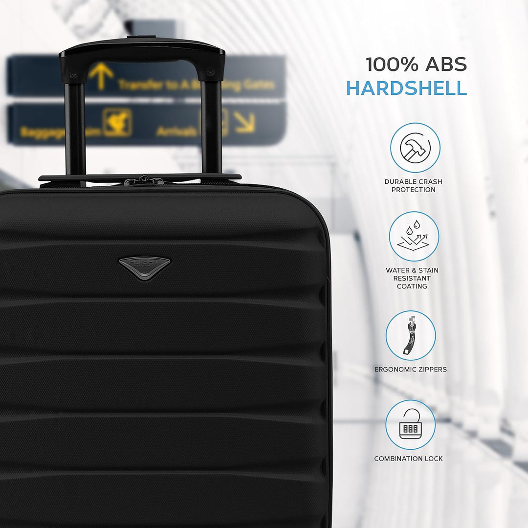 Flight Knight Leichtes, starres ABS-Handgepack mit 4 Radern, zugelassen fur uber 100 Fluggesellschaf