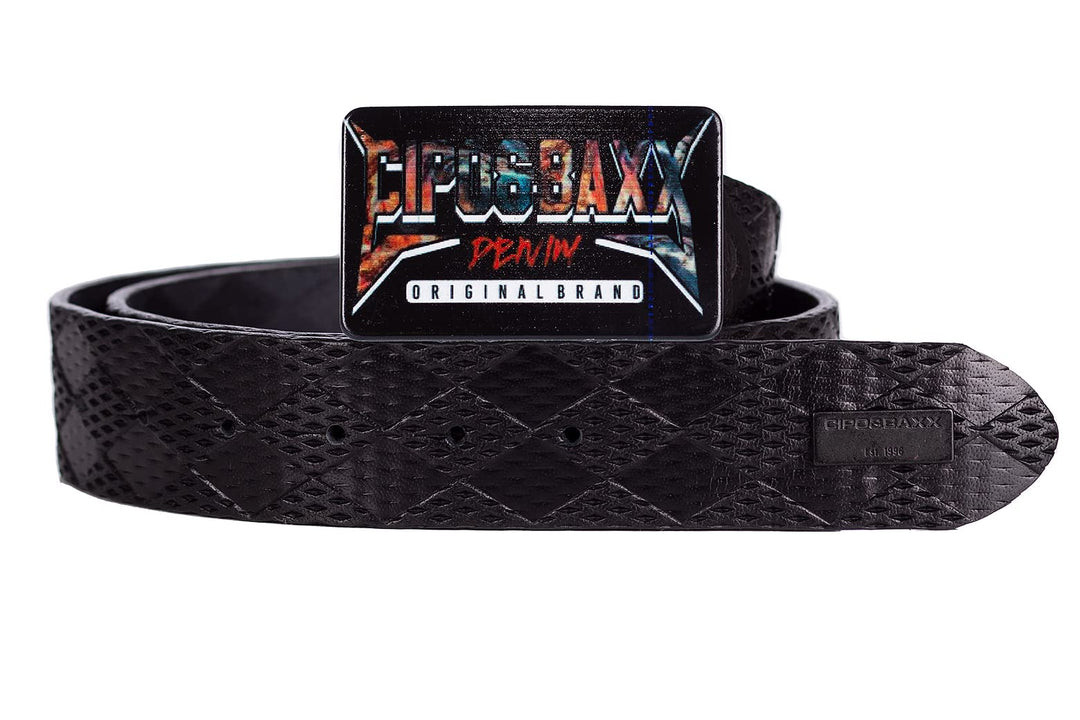 Cipo & Baxx Herren Gürtel Cooles Stylisches Modernes Design 85 Schwarz - 18, 85 Schwarz - 18