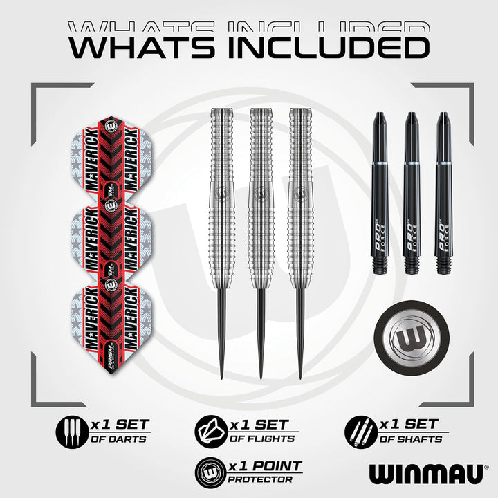 WINMAU Maverick 21 Gramm Profi Stahlspitze Wolfram Dartpfeile mit Flüge und Stiele (Wellen)