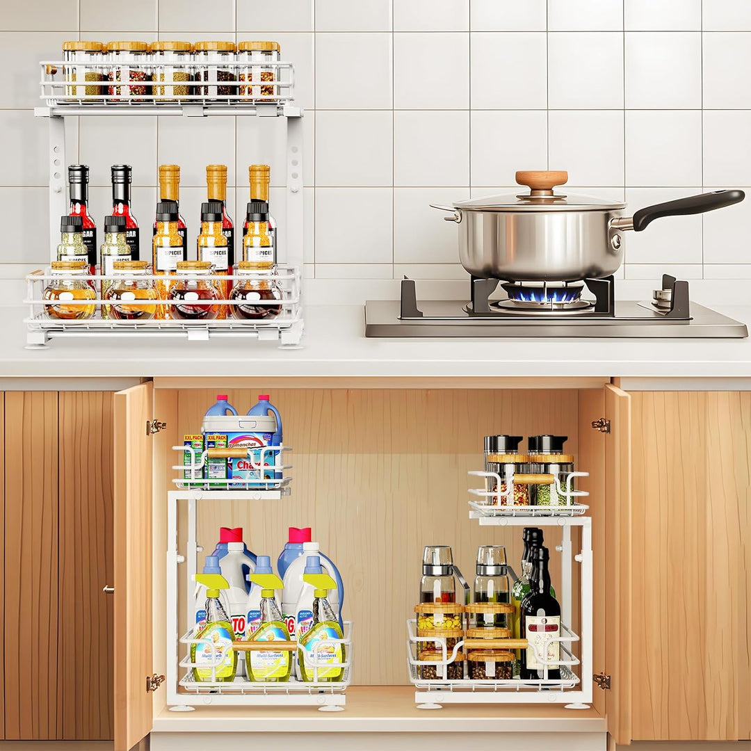 JYPS Schrank Organizer Küche, 2 Etagen Metall Spülschrank Organizer Unter Waschbecken Regal, Höhenve