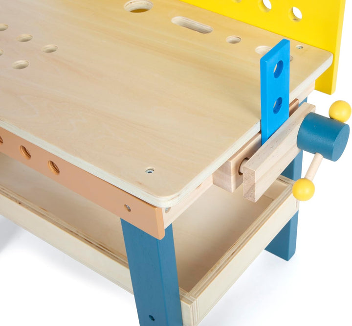 small foot Werkbank „Workshop“, inklusive 4 Werkzeugen und umfangreichem Zubehör aus Holz, für Kinde