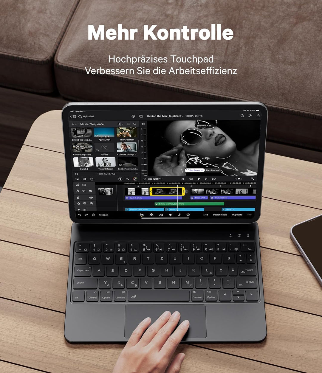 Earto iPad Air 5 Hülle mit Tastatur, Magic Style Keyboard iPad Pro 11 (4/3/2/1Gen), Freischwebende D