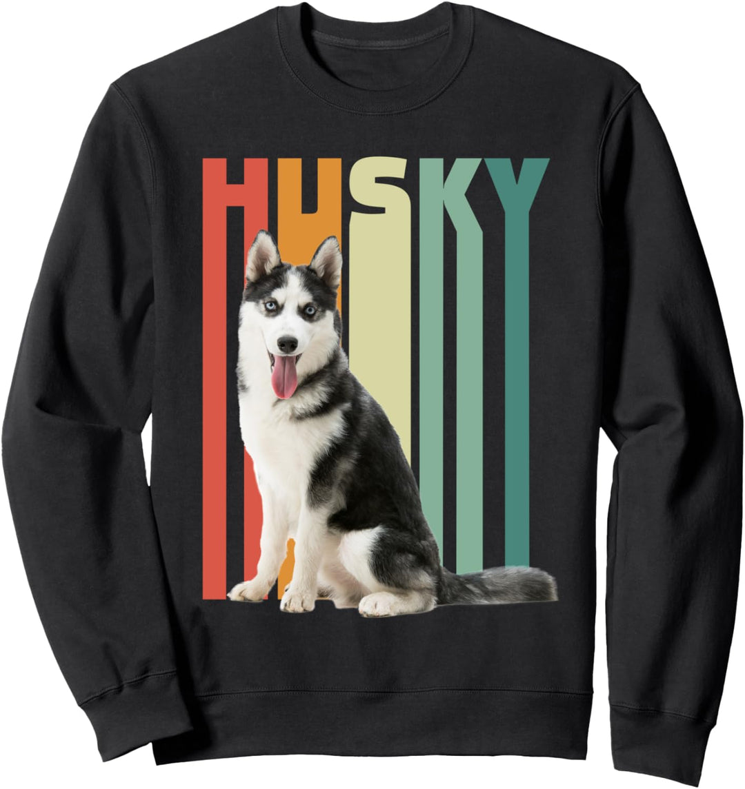 Funny Siberian Husky Dog Lover Gift Idea Retro Colored Sweatshirt