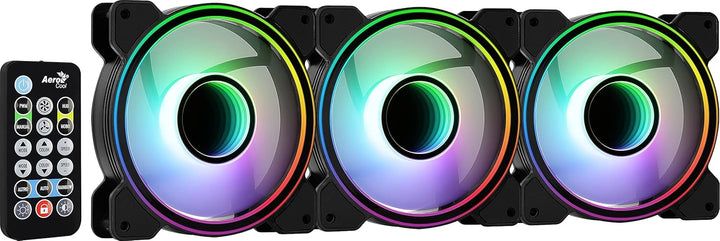 Aerocool Mirage PC Case Fan – 12 Pro, 3 x ARGB Translucent Fans 120mm, 1 x H66F RGB Hub, Infinity Mi