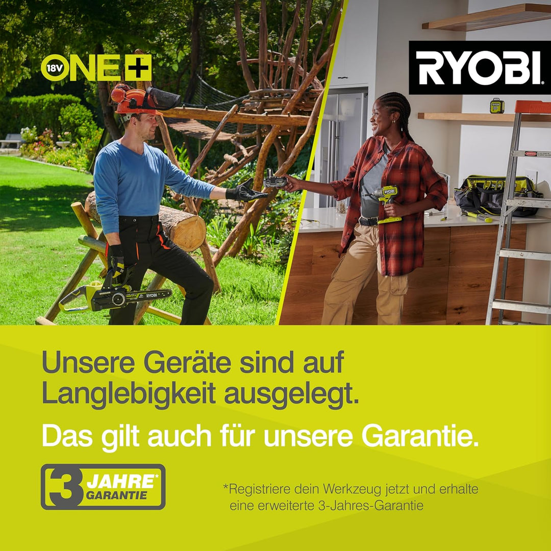 RYOBI 18 V ONE+ Akku-Exzenterschleifer RROS18-0, 125 mm Schleifteller, 2,5 mm Schwingkreis, Effizien