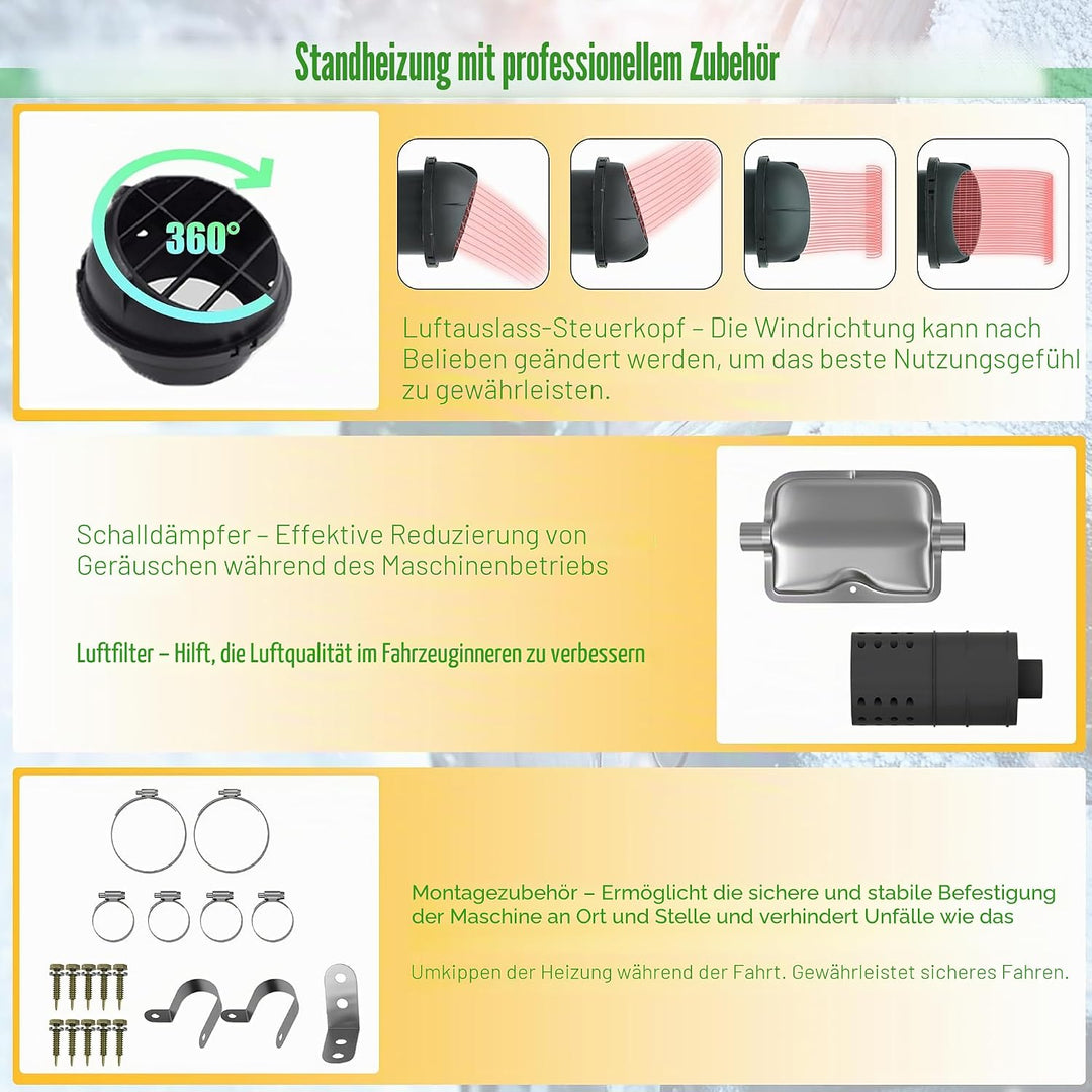 8KW Diesel Standheizung 12V Luft Dieselheizung mit Fernbedienung Air Diesel Heizung Set mit LCD Moni