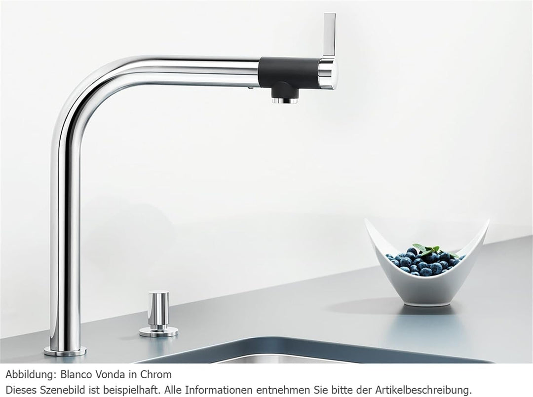 BLANCO VONDA | Edelstahl massiv gebürstet | Hochdruck | Rückflussverhinderer | Keramik Kartusche | G