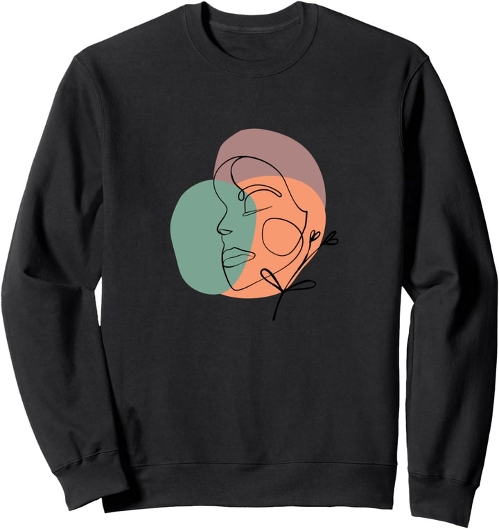 Abstrakt Minimalistische Frau Gesicht Blume Linie Kunst Sweatshirt