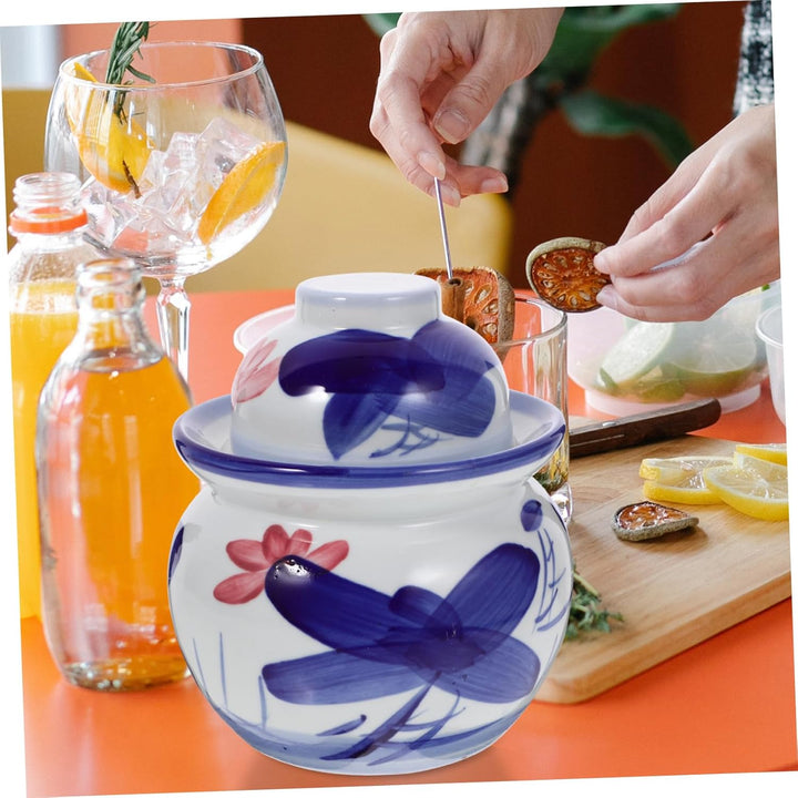 Happyyami Kimchi-Altar Chinesisches Gurkenglas Gärbehälter Onggi-Kimchi-Topf Pickle-flip-Glas Gurken