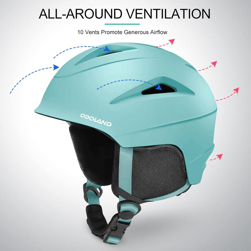 Odoland Skihelm mit Skibrille für Skifahren und Snowboard, Einstellbare Grössenverstellbar, mit Ohre