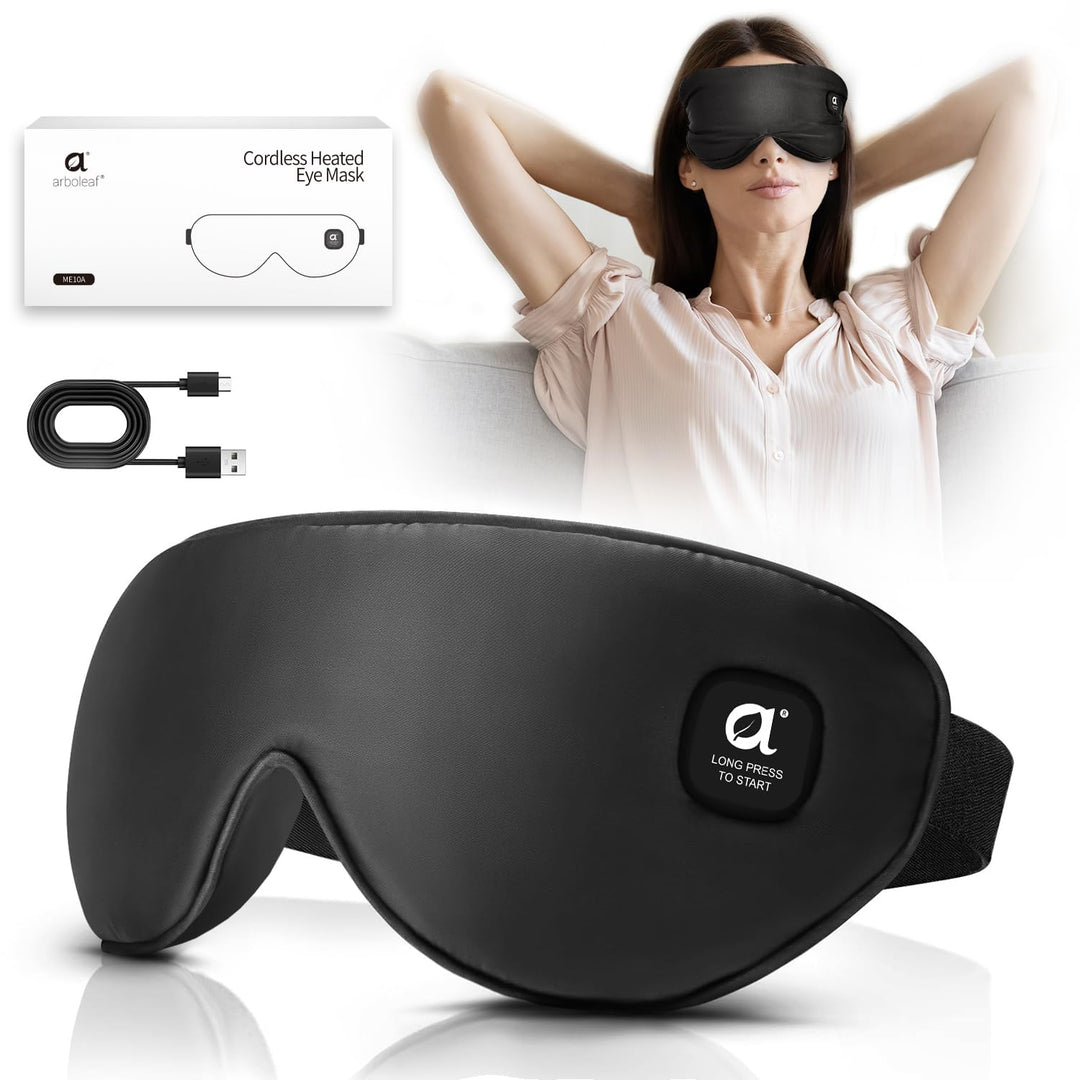 arboleaf Wärmbrille kabellos Augenmaske wärmend 3 Stufen für trockene Augen und besseren Schlaf, Sch