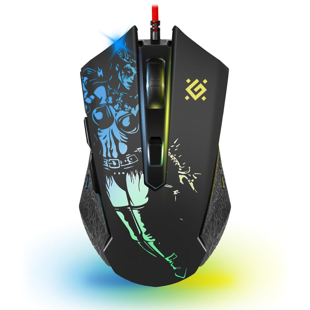 Defender Sin’Sister GM-933 Gaming Maus - Ergonomische, Kabelgebundene PC Maus mit Seitentasten, 7200