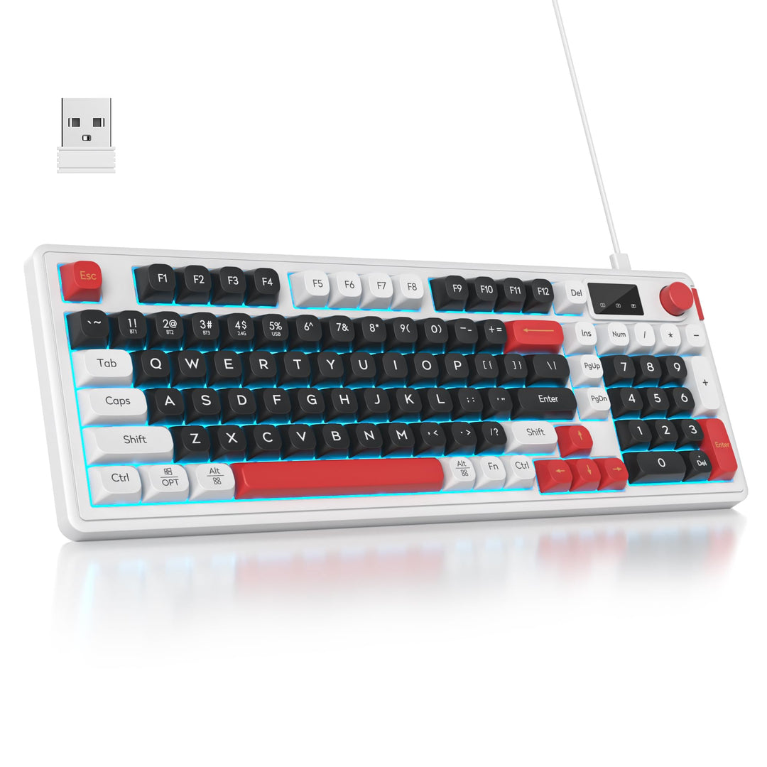 SbocKeeb 96% Kabellose Gaming Tastatur, Leise Membran Tastatur Mechanisches Gefühl mit Ziffernblock,