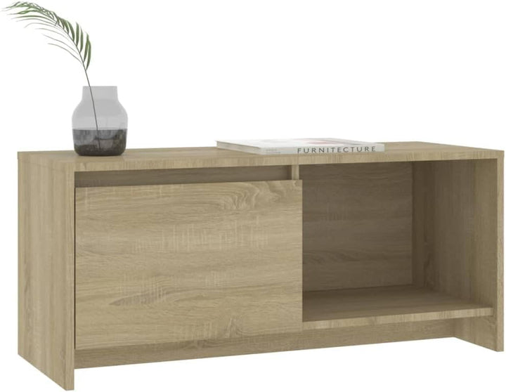 homiuse TV Board Sonoma-Eiche 90x35x40 cm Holzwerkstoff Fernsehschrank Fernsehtisch TV Lowboard TV K