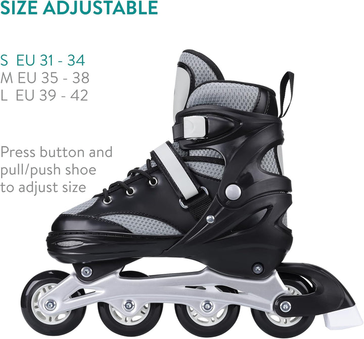 Navaris Inline Skates für Jungen & Mädchen - Inline Rollerblades Rollschuhe grössenverstellbar - Inl