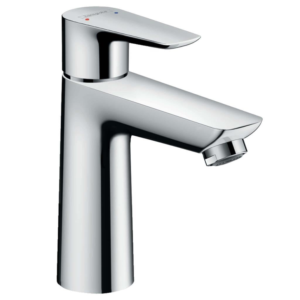 hansgrohe Waschtischarmatur Talis E, Wasserhahn Bad mit Auslauf Höhe 110 mm, ohne Ablaufgarnitur, Ba