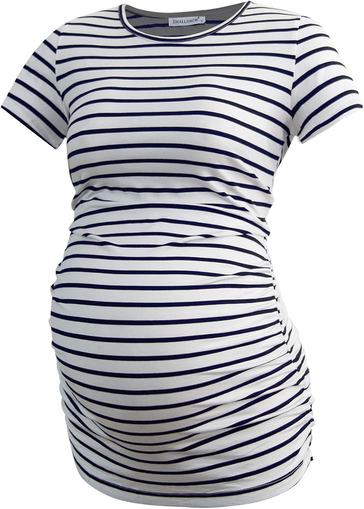 Smallshow Damen Umstandsmode Tops Seitlich Geraffte Schwangerschafts Umstandstop 3er Pack M Schwarz/