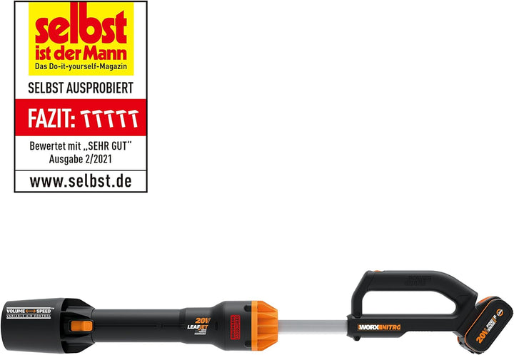 WORX WG543E.9 Akku-Laubbläser Leafjet 20V - bürstenloser Motor - variable Luftsteuerung - weniger Ak
