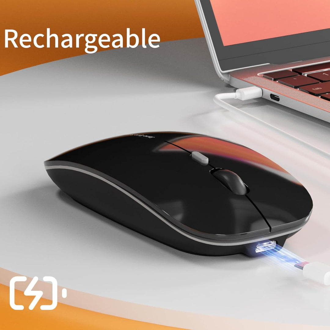 Uiosmuph Q5 Kabellos Maus, Wiederaufladbar Funkmaus 2.4G Leise Funkmaus Ultra Dünn Wireless Computer