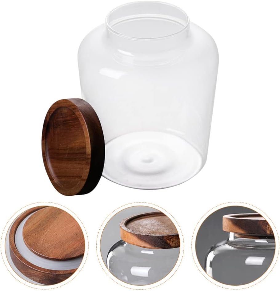 Cabilock Kornspeicher Glas Vorratsdose Vorratsgl? mit Holzdeckel Glasdose Teedose Gewürzdose Aufbewa