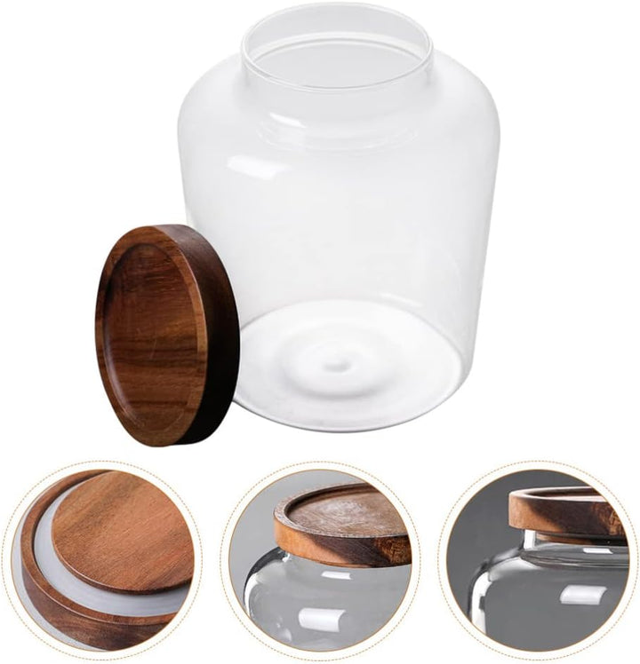 Cabilock Kornspeicher Glas Vorratsdose Vorratsgl? mit Holzdeckel Glasdose Teedose Gewürzdose Aufbewa