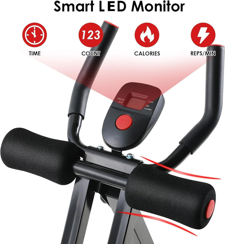 LIFERUN Bauchtrainer für zuhause, Klappbar und Platzsparend, mit LCD-Monitor, 4 stufigem Widerstand,