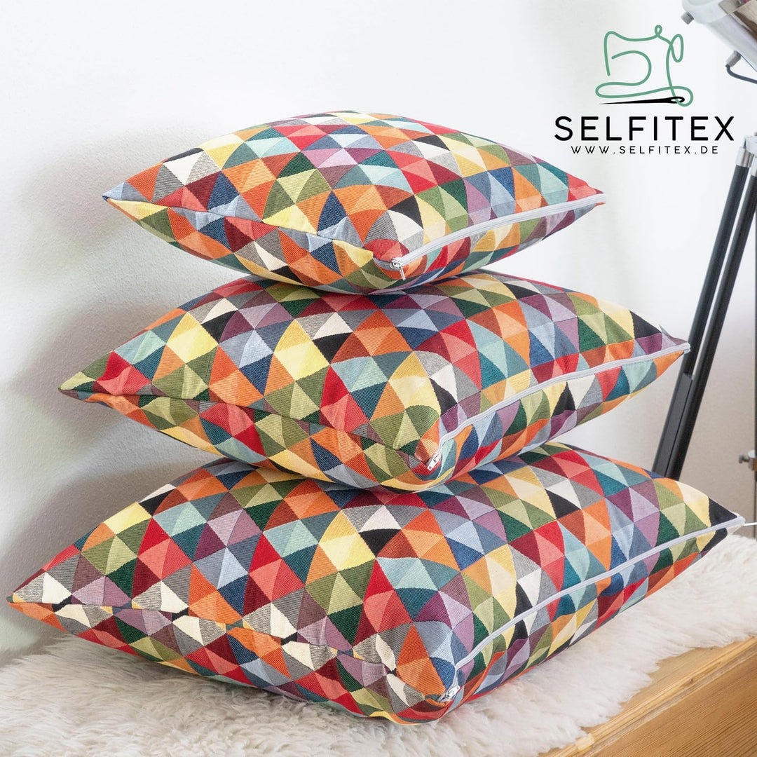 Selfitex 2er Set Bunte Sofakissen mit Füllung und Bezug 40x40, Luxus Sofakissen, farbenfrohes Couchk