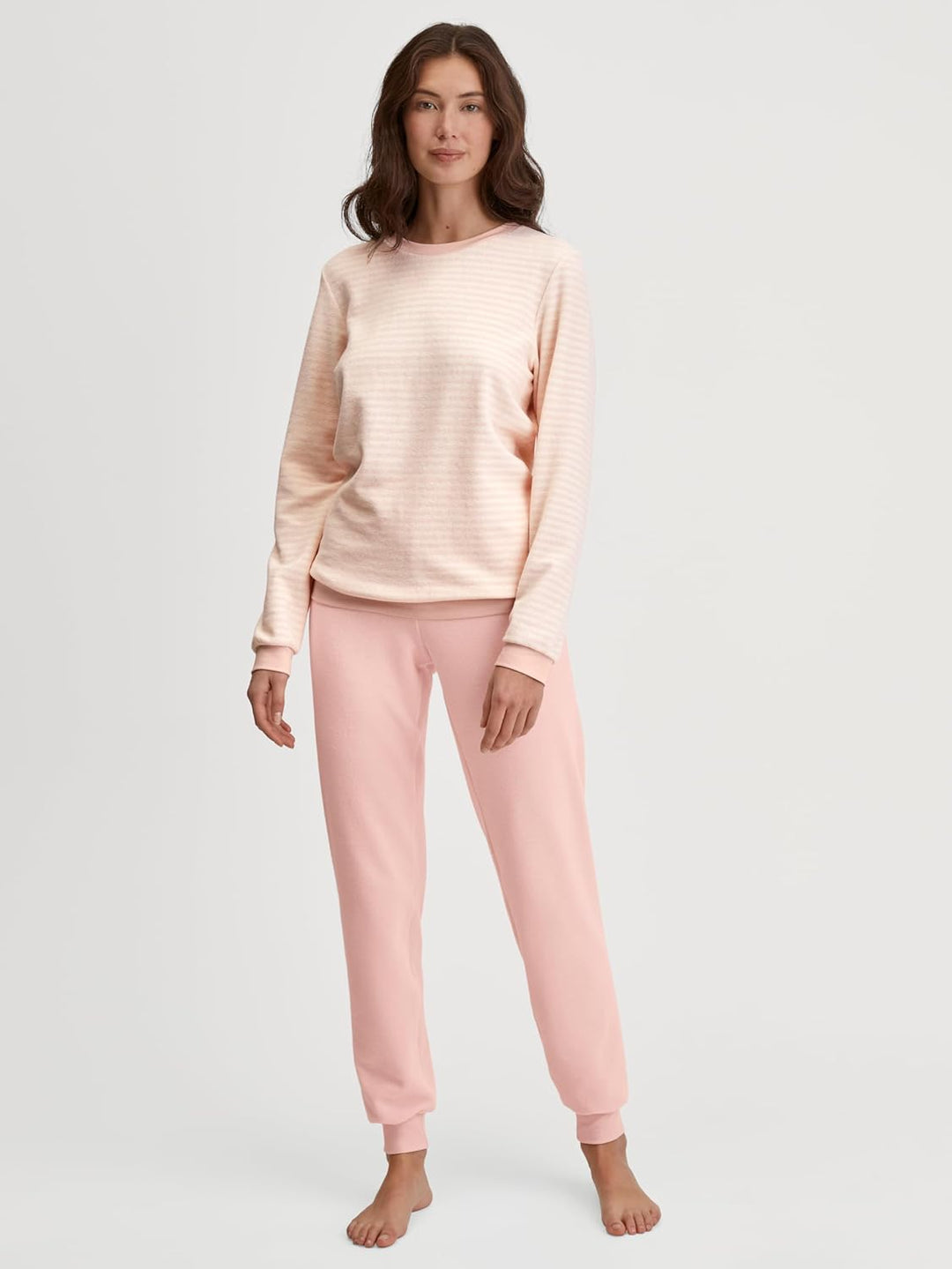 CALIDA Soft Dreams Bündchen-Pyjama Damen, Frottee-Qualität aus Baumwollmix 36-38 Pearl Blush, 36-38