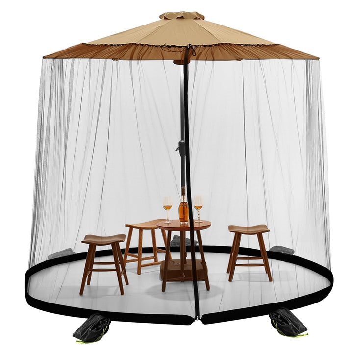 MIFXIN Moskitonetz für Sonnenschirm mit Reissverschlusstür und Verstellbarer Kordel, Outdoor-Pavillo