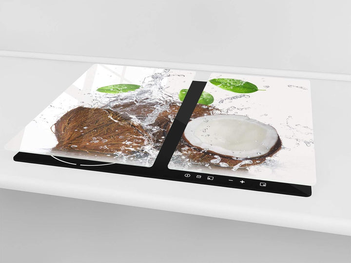 Küchenbrett aus Hartglas und Induktionskochplattenabdeckung – Schneideplatten SINGLE mit 60 x 52 cm