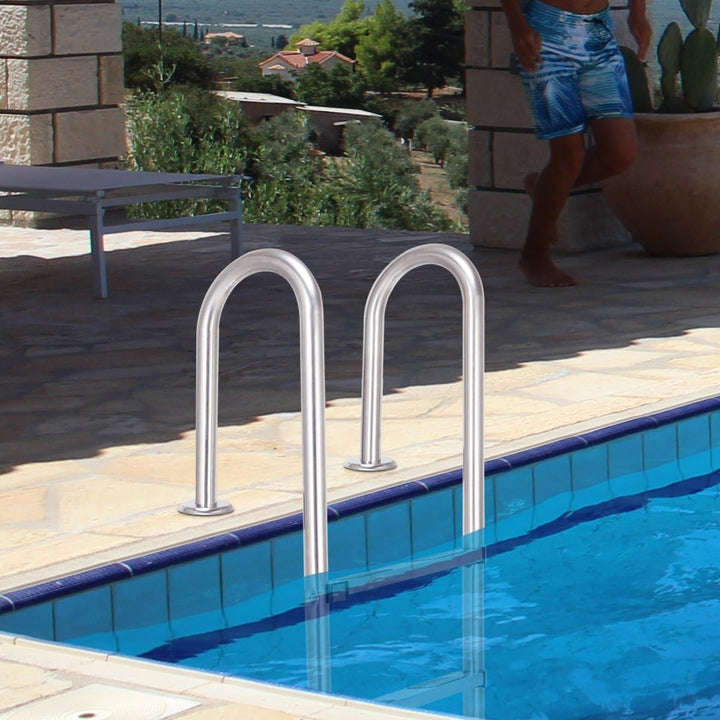 COSTWAY Edelstahl Poolleiter, Schwimmbad Leiter 3 stufig, Einstiegsleiter Silber bis 150kg belastbar