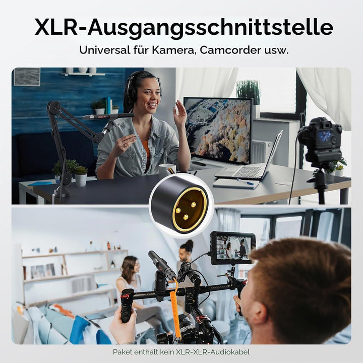 COMICA VP3 XLR-Mikrofon Supernieren-Kondensator-Richtmikrofon, Shotgun Mikrofon für Kamera, Camcorde