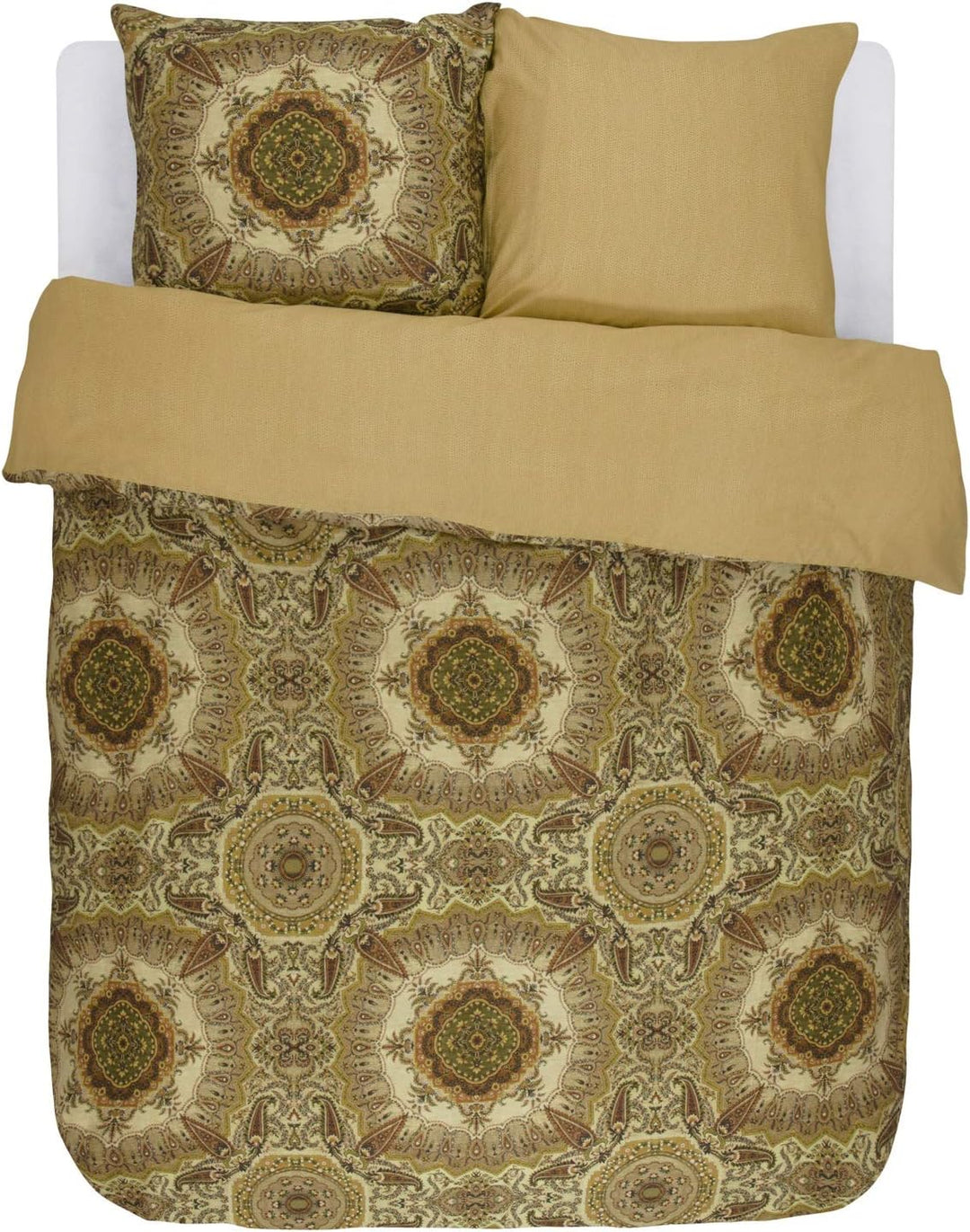 ESSENZA Bettwäsche Cadiz Gold Gelb Ornamente Paisley Satin, Grösse:155 cm x 220 cm, 155 cm x 220 cm