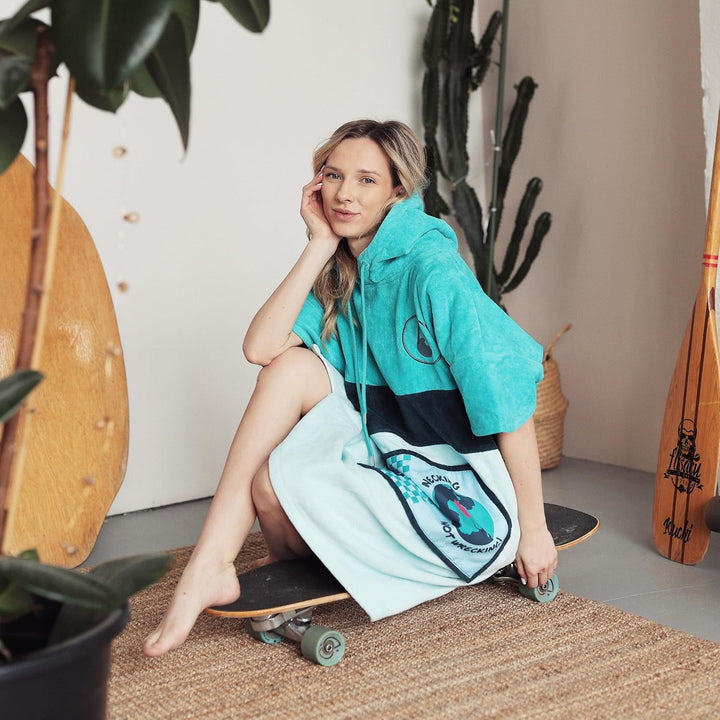 WAVE HAWAII Badeponcho Damen & Herren, Grösse XL, 181-197cm | 95-100% Baumwolle Surf-Poncho für Erwa
