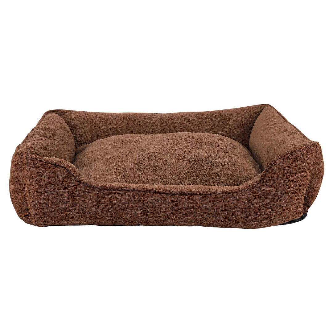 lionto Hundebett meliert Hundekissen Hundekörbchen Bezug abnehmbar, (M) 90x75 cm braun L 90 x B 75 x