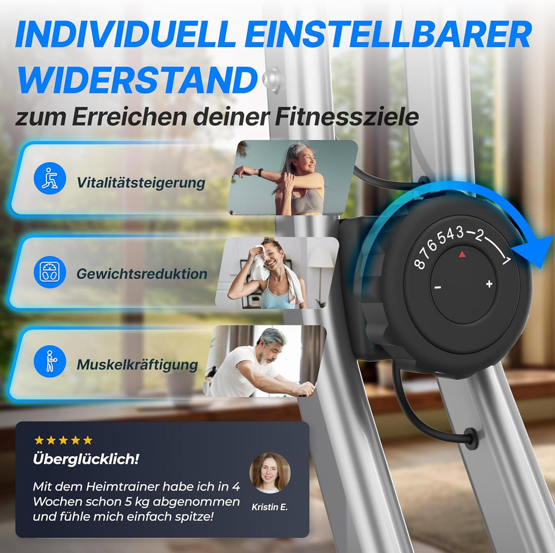 Ultrasport F-Bike, Fahrradtrainer, Heimtrainer, faltbares Fitnessfahrrad, integrierter Trainingscomp