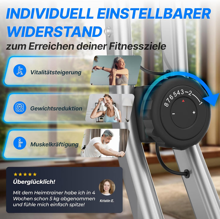 Ultrasport F-Bike, Fahrradtrainer, Heimtrainer, faltbares Fitnessfahrrad, integrierter Trainingscomp