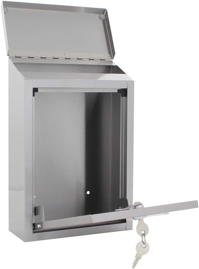 Profirst Mail PM 760 Briefkasten Edelstahl Silber Zylinderschloss 2 Schlüssel Sichtfenster Namenssch