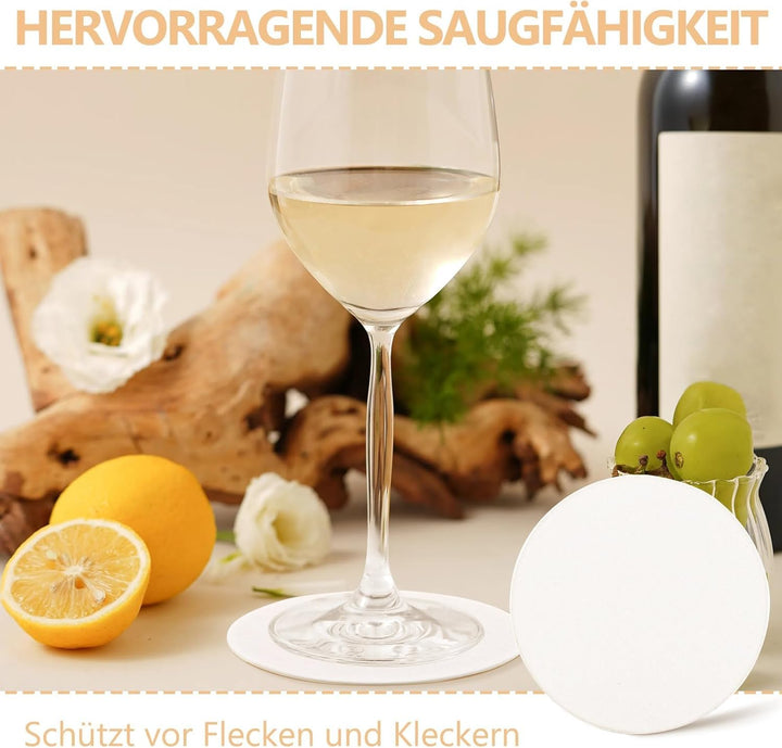 200 Stück Bierdeckel Blanko Rund, Weisse Bierfilz blanko Karton, Blanko Untersetzer zum Malen und Ba