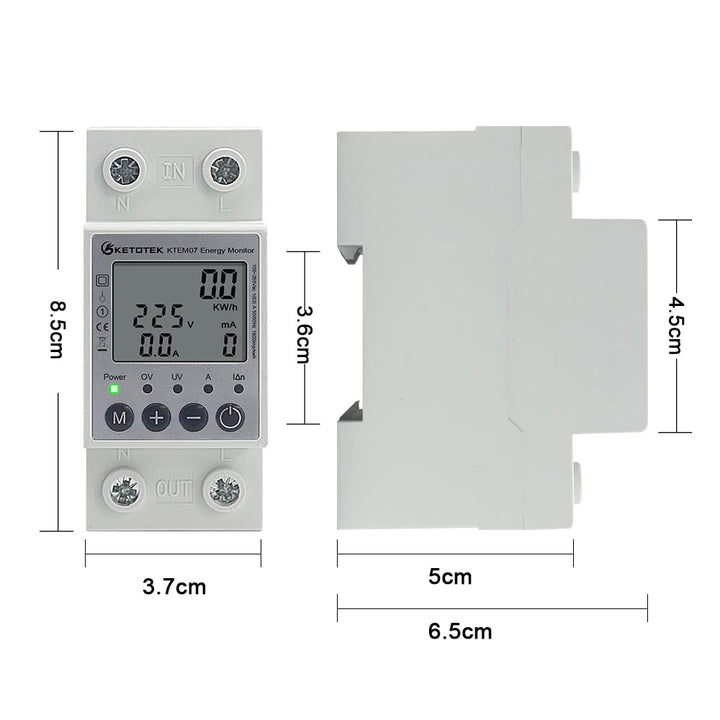 KETOTEK LCD Digitaler Wechselstromzähler Stromzähler Hutschiene 1 Phasig Energiezähler KWh Zähler Le