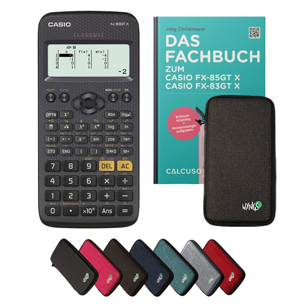 CALCUSO Standardpaket: Casio FX-83GT X technisch-wissenschaftlicher Taschenrechner + WYNGS Schutztas