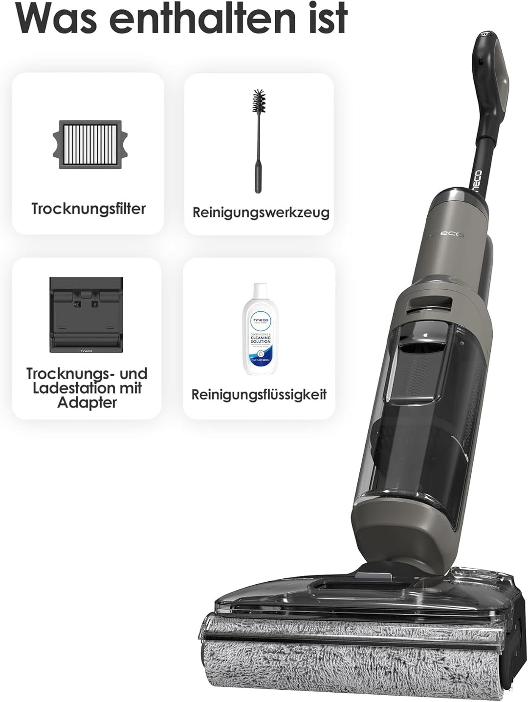Tineco Floor ONE i6 Stretch Nass Trockensauger, 180° Lay-Flat Nasssauger, 20kPa Saugkraft, 85°C Heis