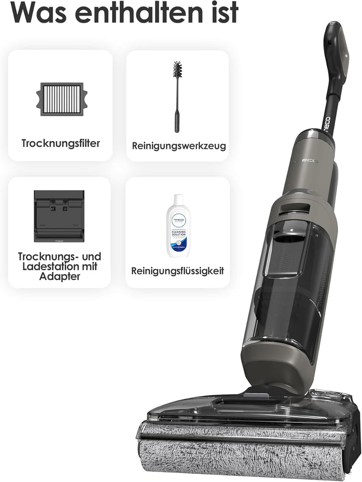 Tineco Floor ONE i6 Stretch Nass Trockensauger, 180° Lay-Flat Nasssauger, 20kPa Saugkraft, 85°C Heis
