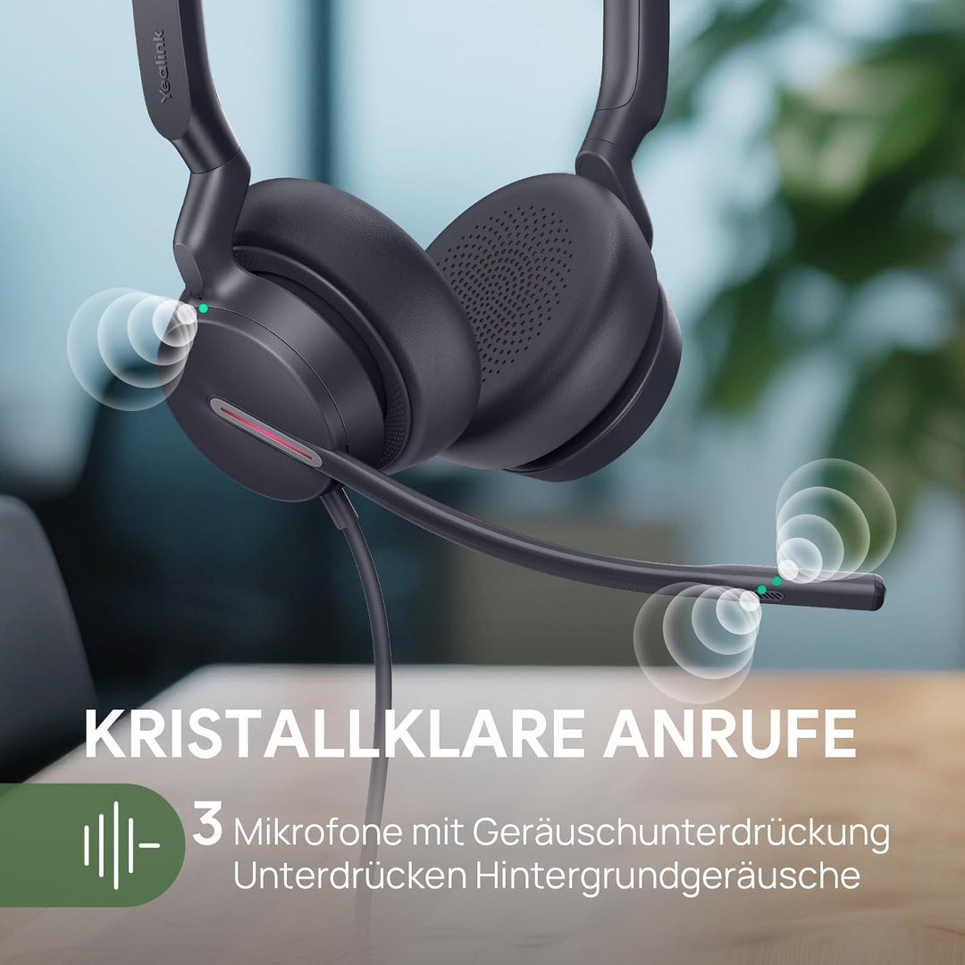 Yealink UH46 USB Stereo Headset mit Mikrofon Schnurgebundenes Büro Headset | Teams Dual Kopfhörer mi