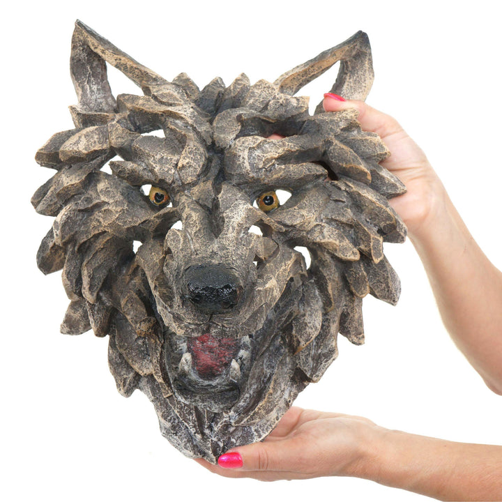 Deko Schädel HWC-H41, Wanddeko Kopf Trophäe, Polyresin Indoor Outdoor - Wolfskopf 32cm, Wolfskopf 32