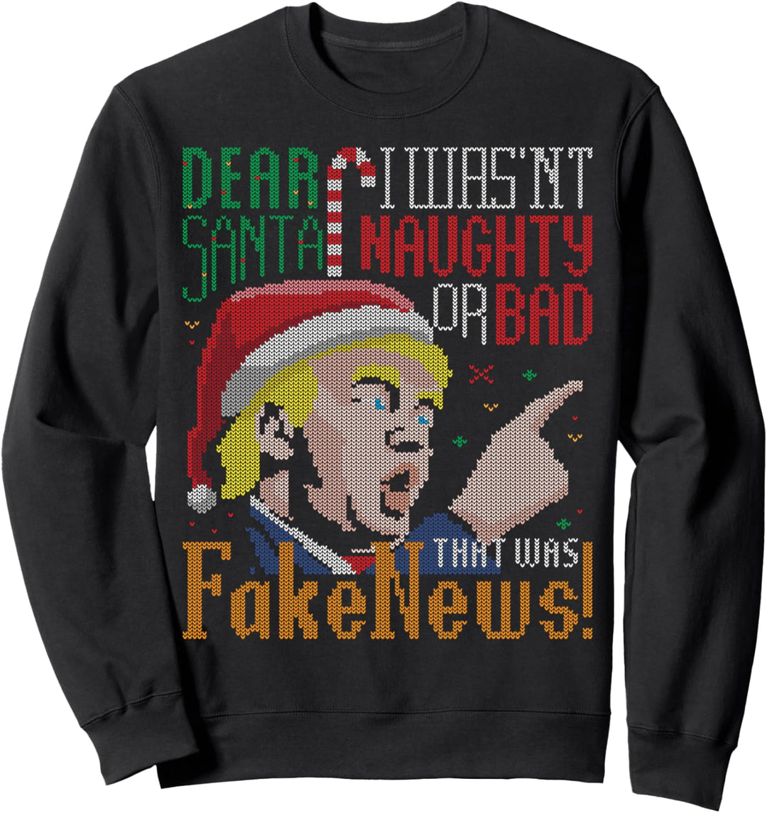 Fake News US President Donald Trump Ugly Christmas Sweater Sweatshirt